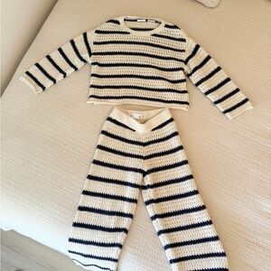 Striped Kids Pajama Set - Black and White